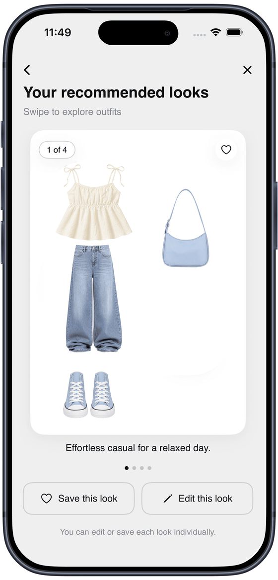 Swipe through your outfits